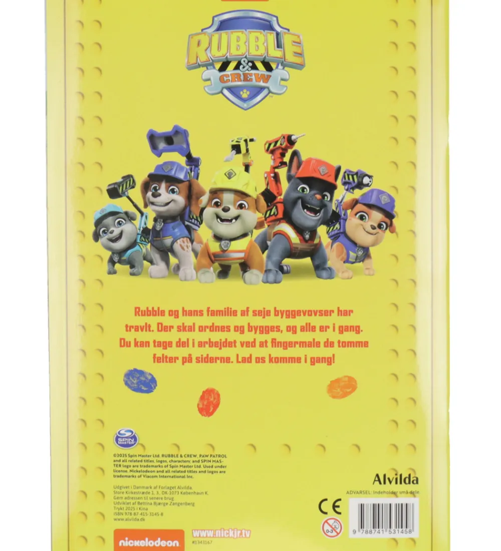 Alvilda Kreativ Leg|Malebog>Alvida Bog - Fingermalebog m. Rubble & Crew - Dansk
