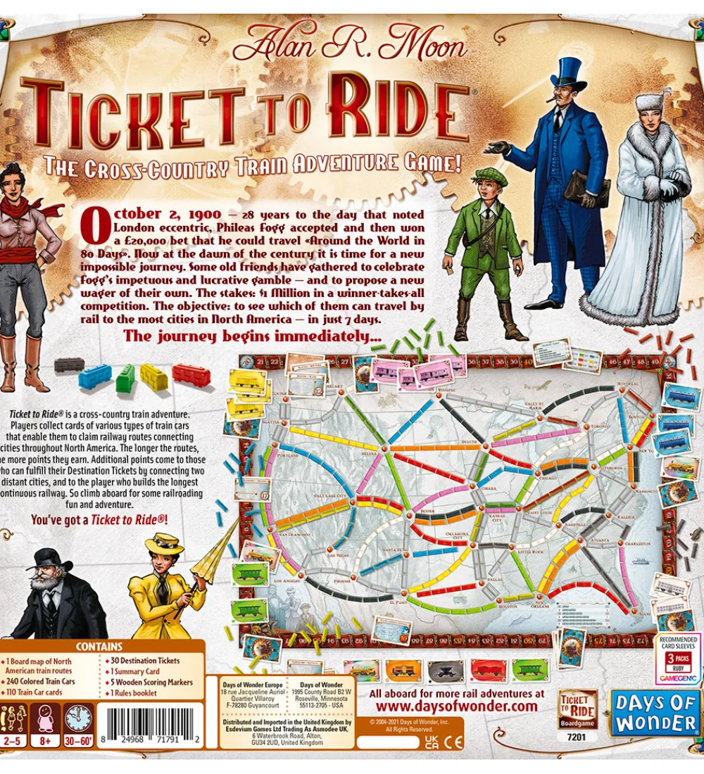 Asmodee Spil>- Ticket To Ride Brætspil - USA - Nordic