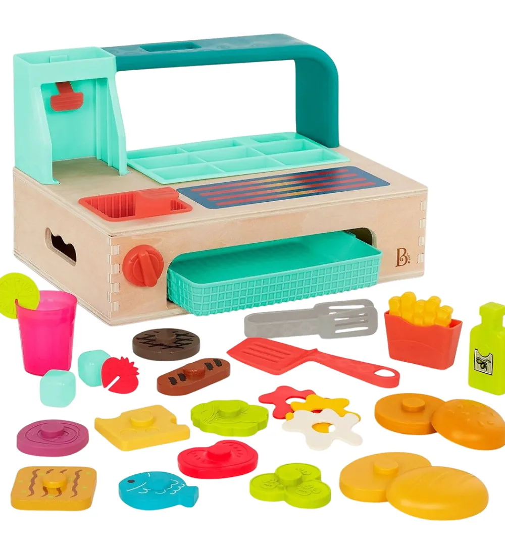 B. toys Rolleleg|Legekøkken Og Legemøbel>Legekøkken - 30 Dele - Burgerstation