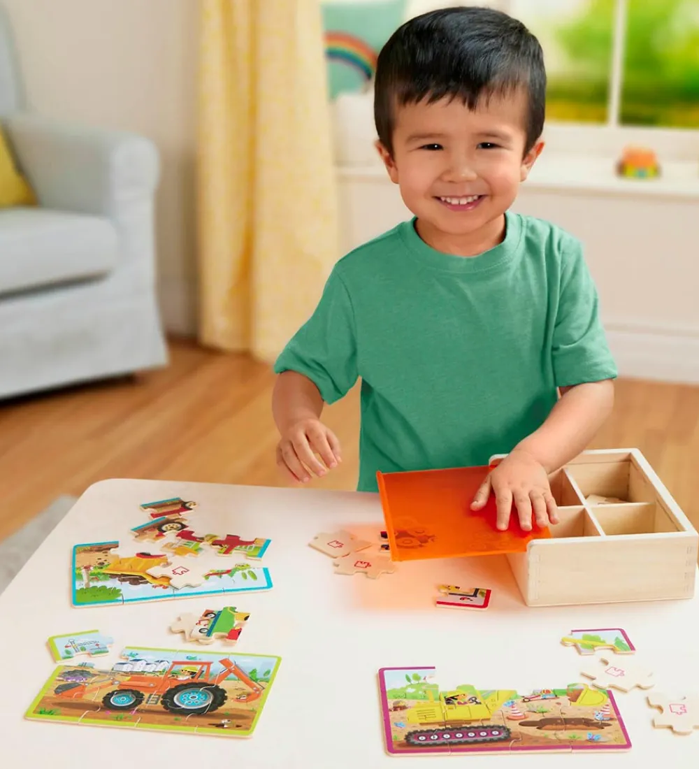 B. toys Puslespil>Puslespil - 4x12 - Arbejdskørertøjer