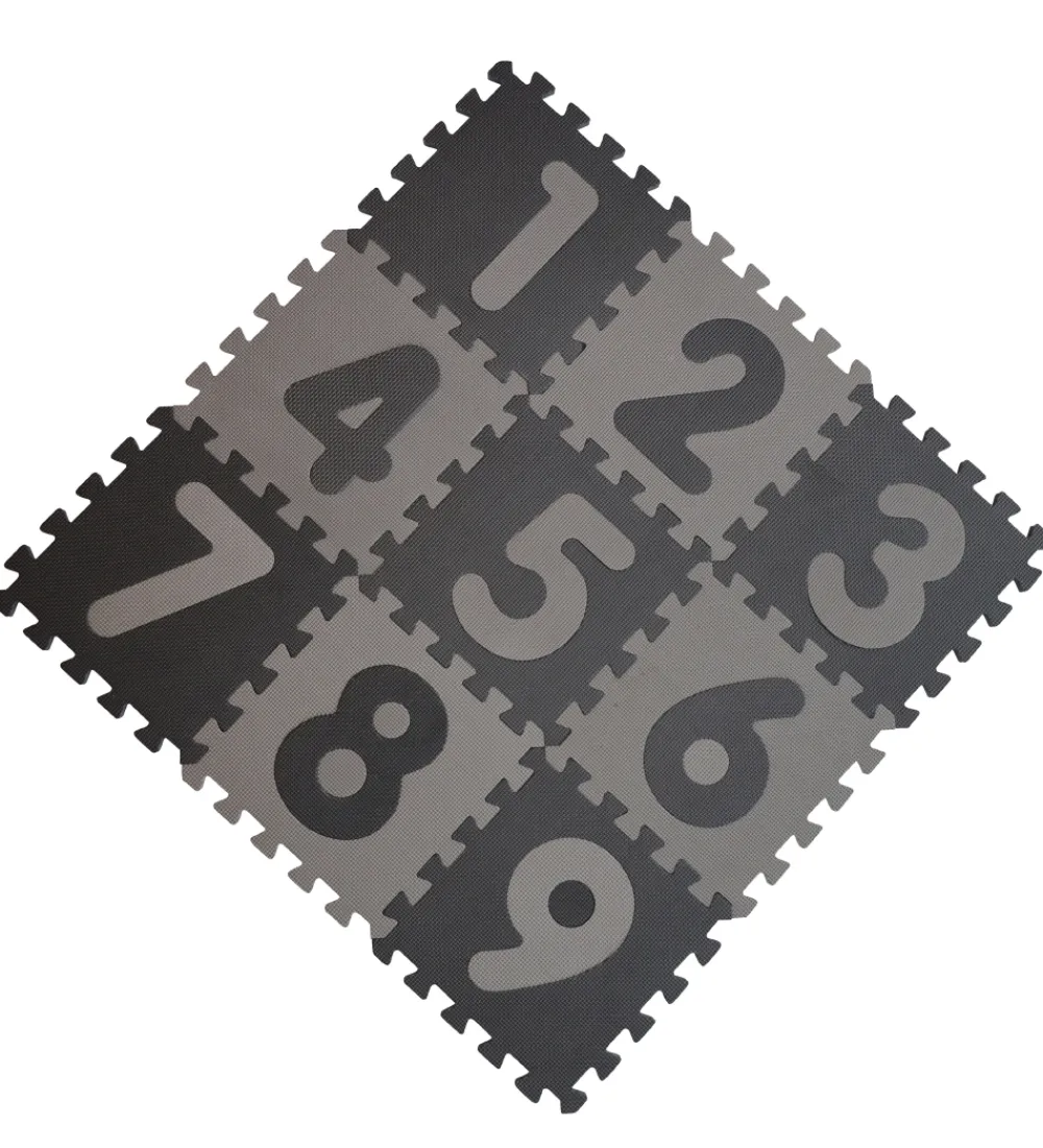 BabyDan Legetæpper Og Legegulve>Legegulv - 90x90 - Lysegrå/Mørkegrå m. Tal