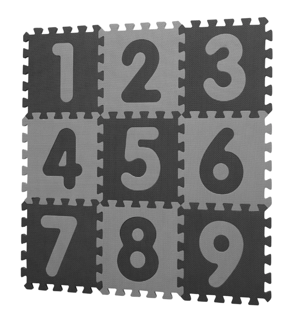 BabyDan Legetæpper Og Legegulve>Legegulv - 90x90 - Lysegrå/Mørkegrå m. Tal