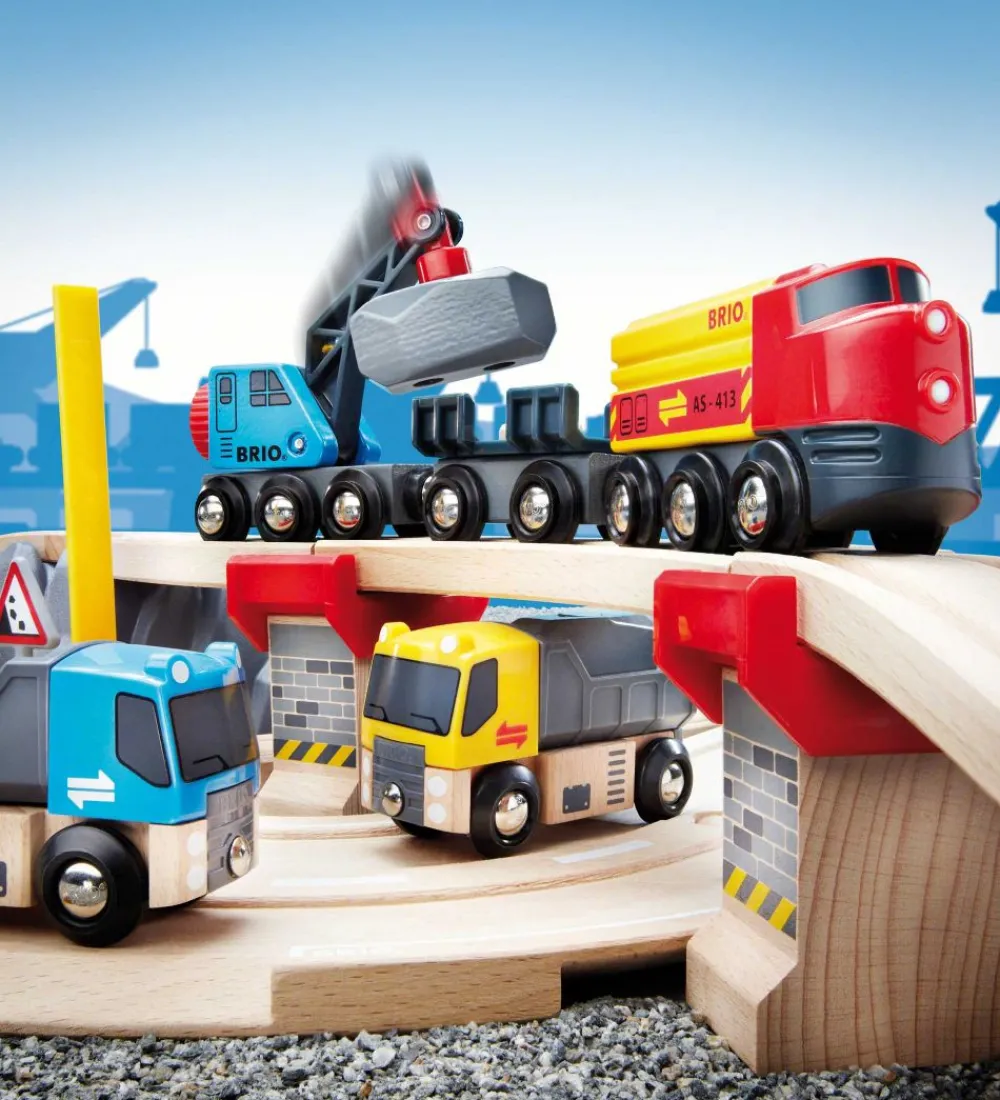 BRIO Brio>Tog- Og Vejbane Lodsesæt - 32 dele - Grå/Træ 33210