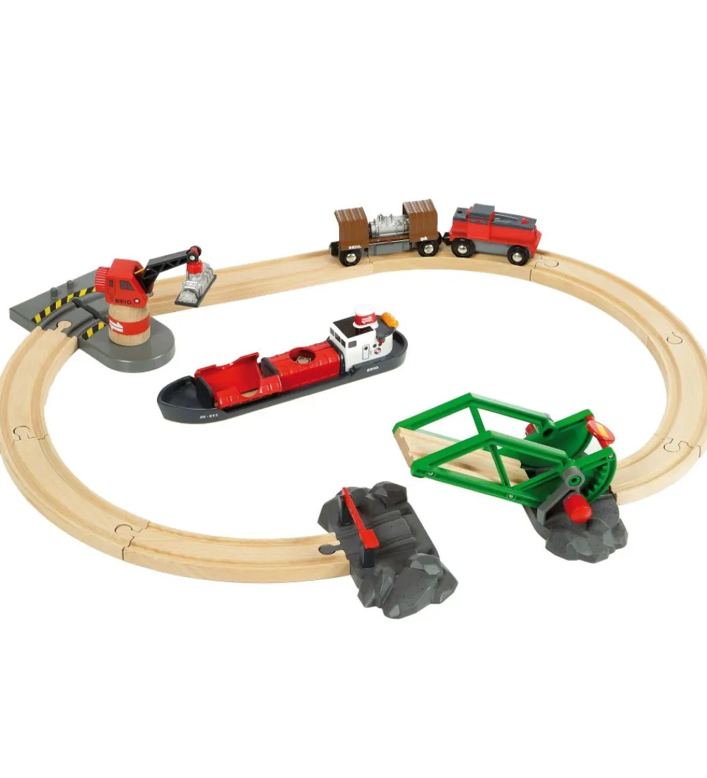 BRIO Brio>Togbane Havnesæt - 16 dele - Rød 33061