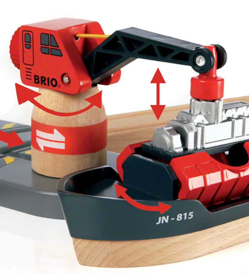 BRIO Brio>Togbane Havnesæt - 16 dele - Rød 33061