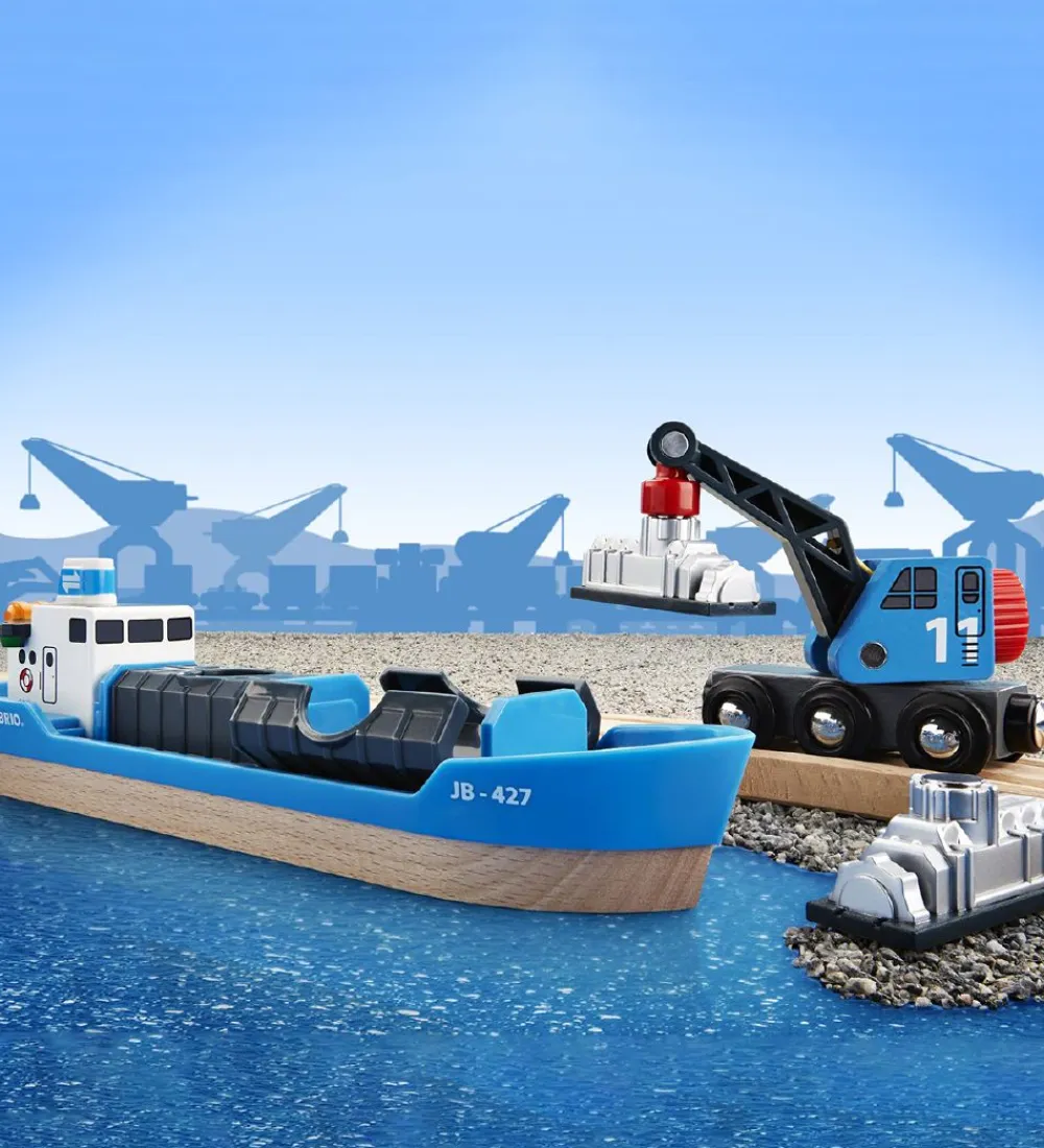 BRIO Brio>World Fragtskib og Kran - Blå 33534