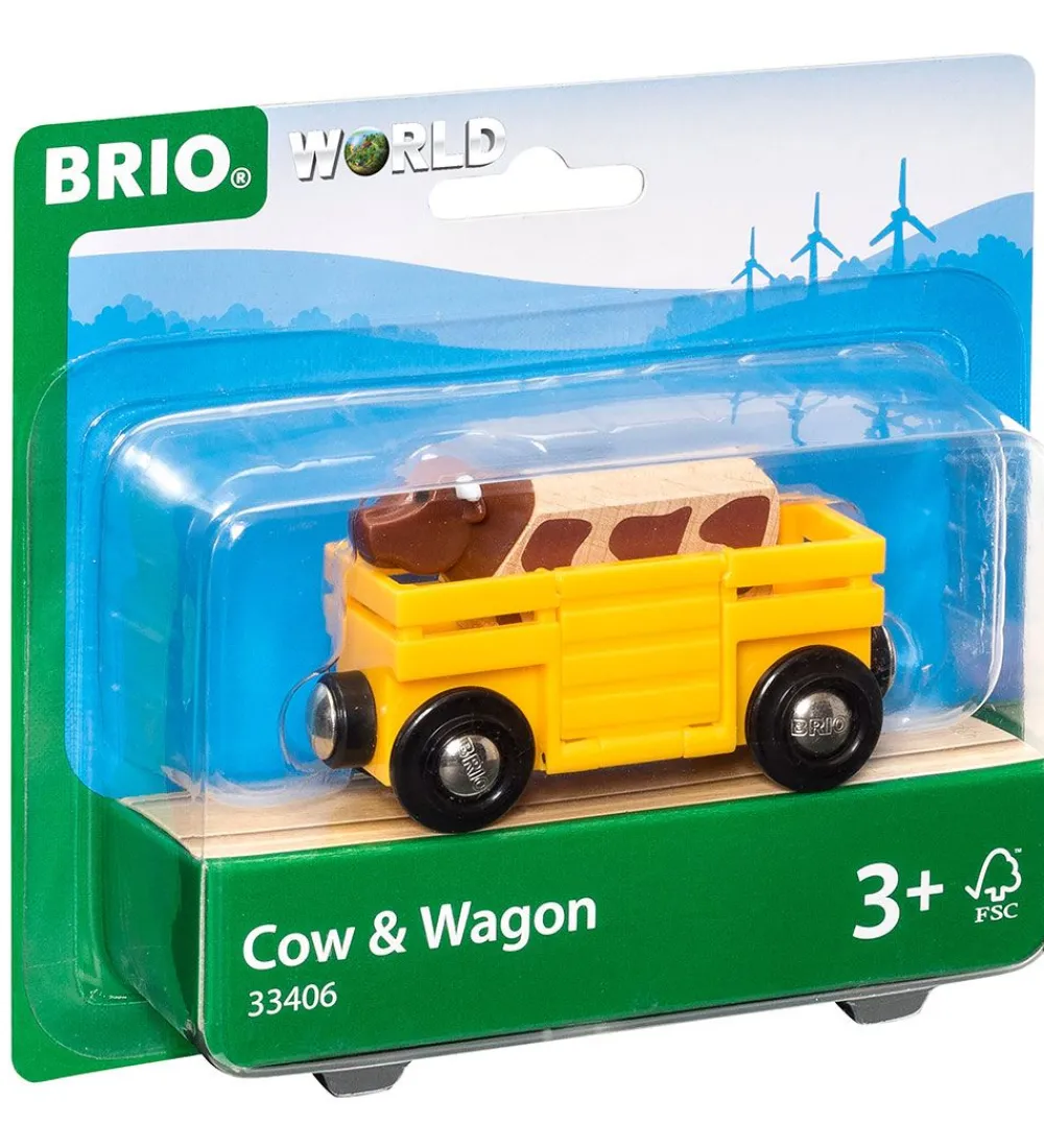 BRIO Trælegetøj|Brio>World Kvægvogn m. Ko - Gul 33406