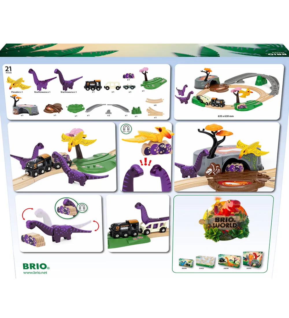 BRIO Brio>World Togbanesæt m. Dinosaurer - 21 dele - 36094