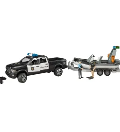 Bruder Biler, Tog Og Køretøjer>Poltibil - RAM 2500 m. Trailer, Båd, Lys/Lyd... - 02507