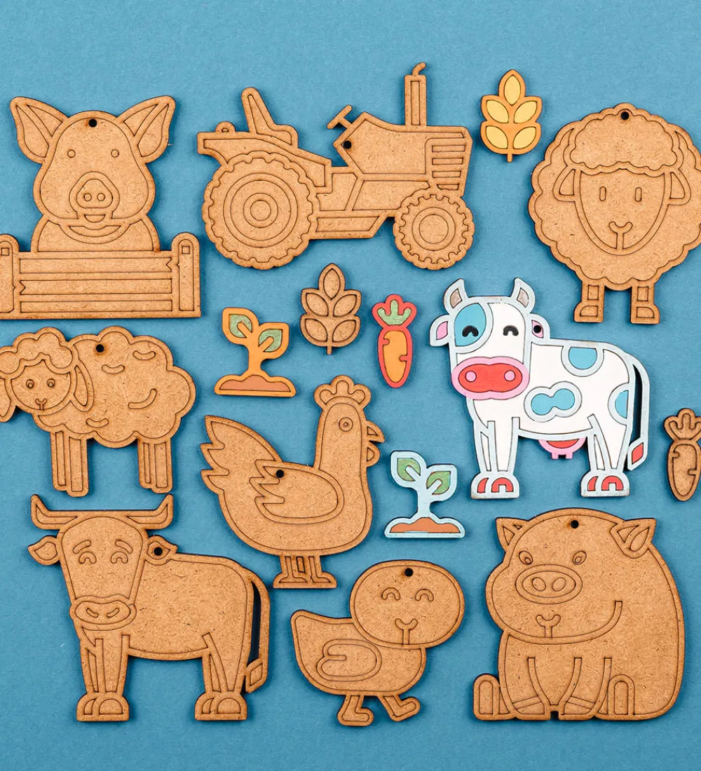 Crateit Kreasæt|Trælegetøj>Kreasæt - Bondegården - Træ - Dyrevenner