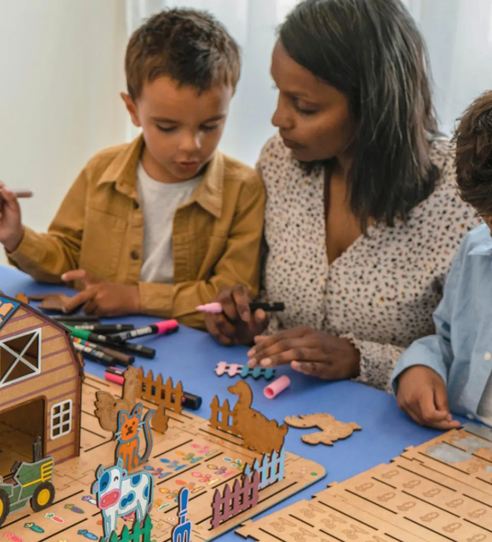 Crateit Kreasæt|Trælegetøj>Kreasæt - Bondegården - Træ - Dyrevenner