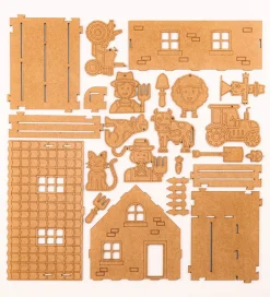 Crateit Kreasæt|Trælegetøj>Kreasæt - Bondegården - Træ - Bondehuset