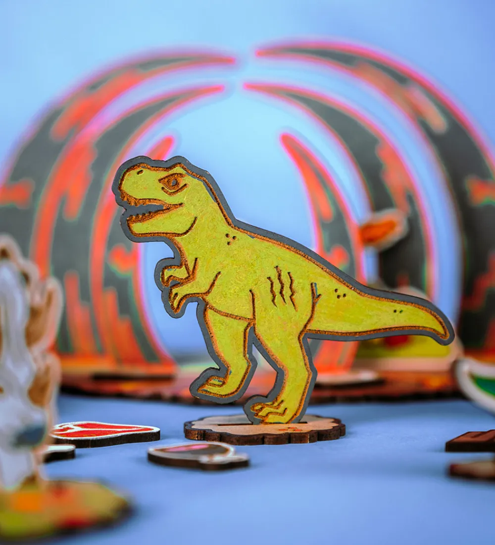 Crateit Kreasæt|Trælegetøj>Kreasæt - Dinosaur - Træ - Kampen i Ødemarken - 48 Dele