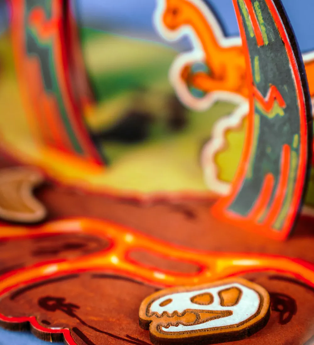 Crateit Kreasæt|Trælegetøj>Kreasæt - Dinosaur - Træ - Kampen i Ødemarken - 48 Dele