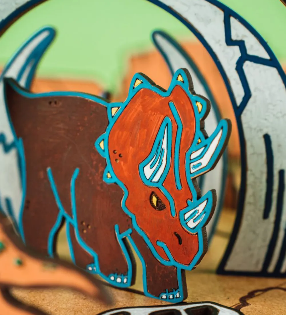 Crateit Kreasæt|Trælegetøj>Kreasæt - Dinosaur - Træ - Kampen i Ødemarken - 48 Dele