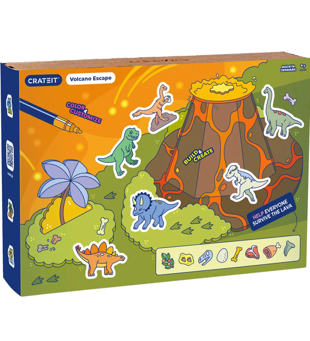 Crateit Kreasæt|Trælegetøj>Kreasæt - Dinosaur - Træ - Flugt fra Vulkanen