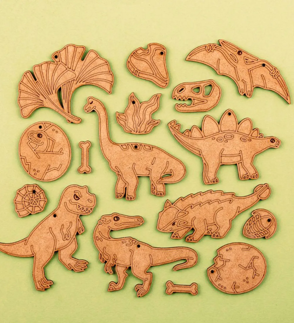 Crateit Kreasæt|Trælegetøj>Kreasæt - Dinosaur - Træ - Forhistoriske Opdagelser