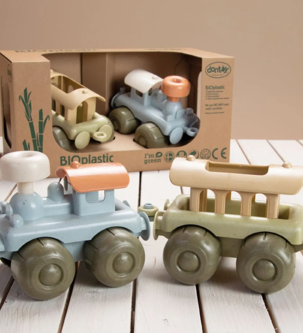 Dantoy Strandlegetøj>BIO Plastic Tog m. Vogn - 21 cm - Pastel