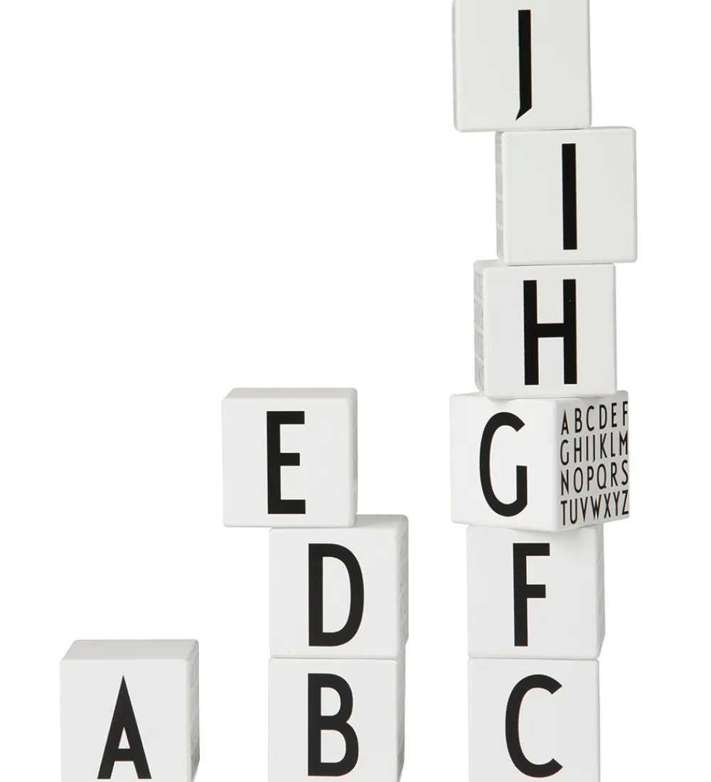 Design Letters Konstruktionslegetøj|Trælegetøj>Træklodser - A-Z - Hvid m. Alfabet
