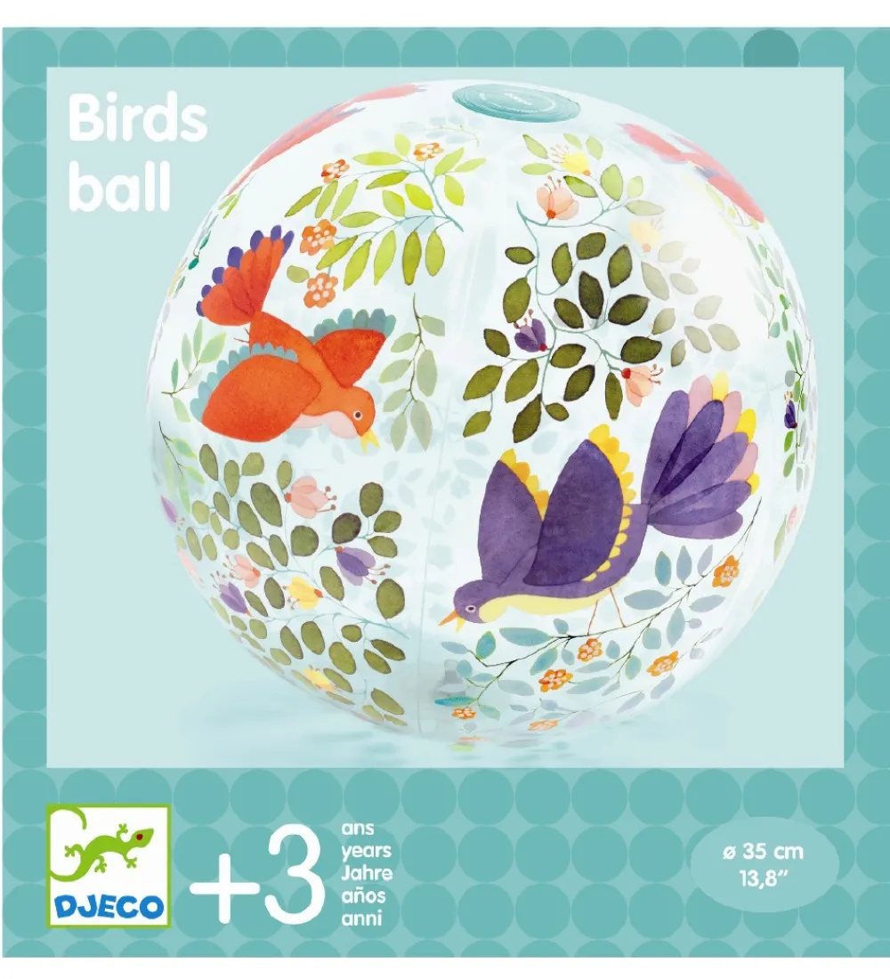 Djeco Strandlegetøj>Badebold - 35 cm - Blomster & Fugle