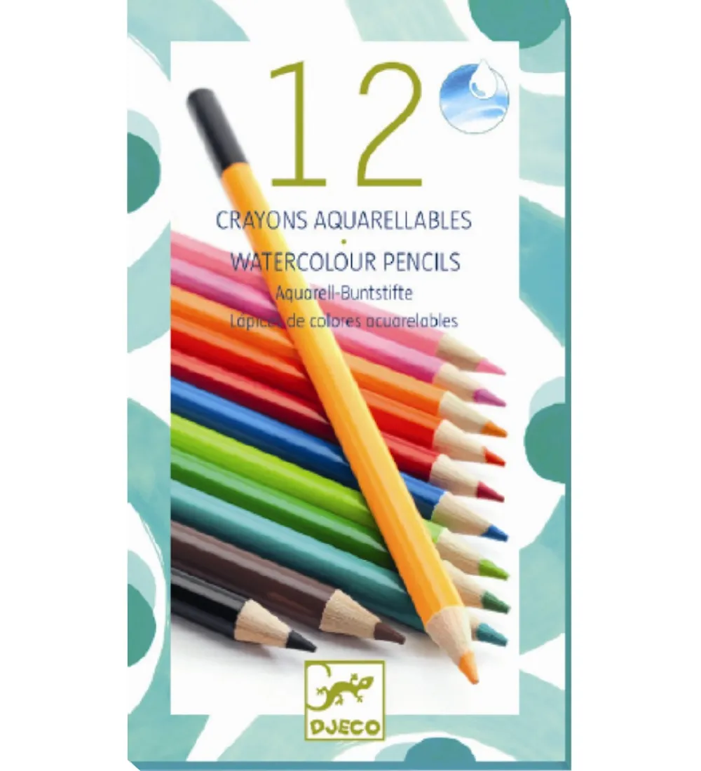 Djeco Maling>Farveblyanter - Akvarel - 12 stk. - Multifarvet