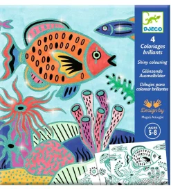 Djeco Kreasæt|Malebog>Farvelægningskort - 4 Stk. - Under The Sea