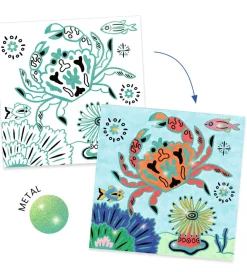 Djeco Kreasæt|Malebog>Farvelægningskort - 4 Stk. - Under The Sea