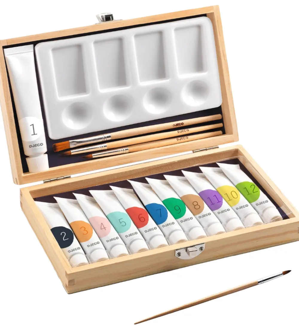 Djeco Tuscher Og Farver|Maling>Malingsæt - 12 Farver - Artist's Box