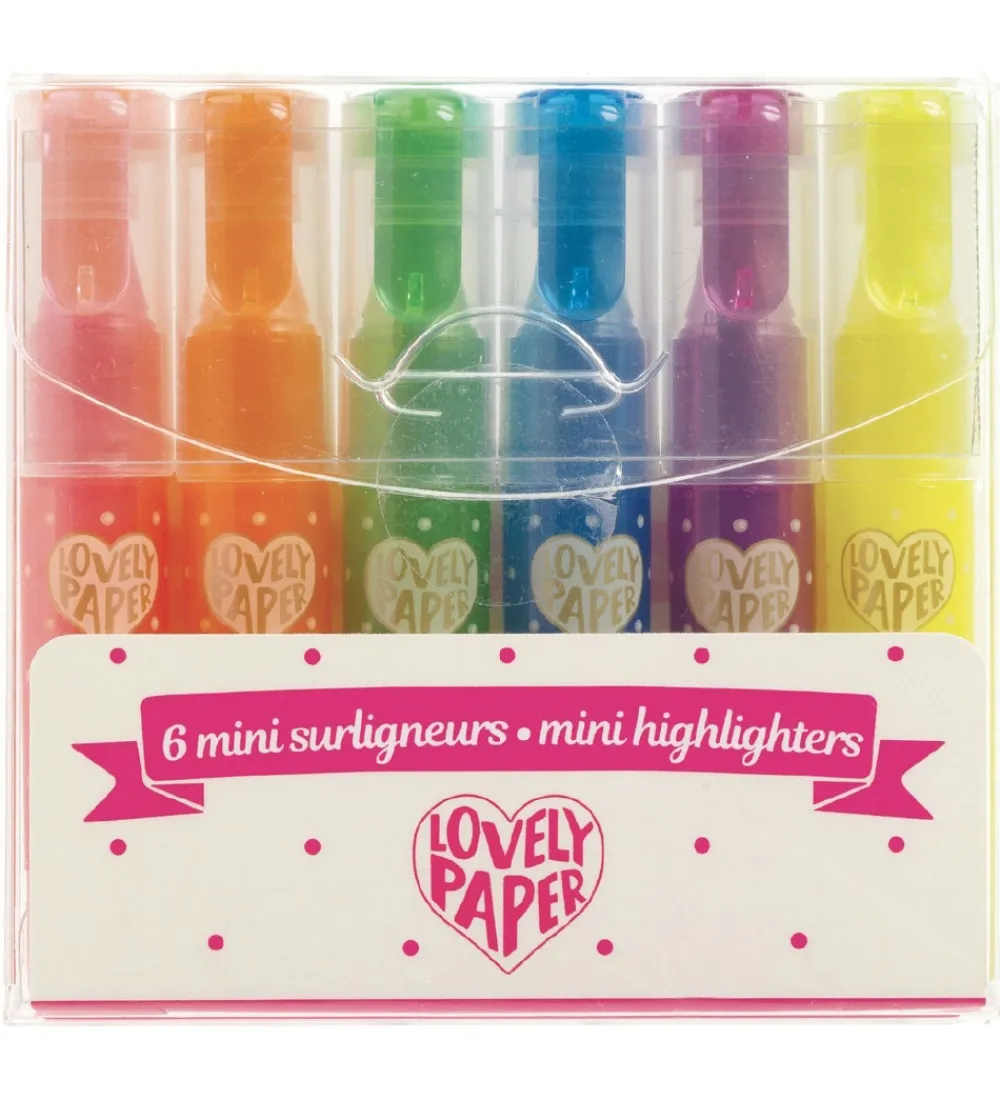 Djeco Tuscher Og Farver>Overstregningstusch - 6 Stk. - Surligneurs mini fluo