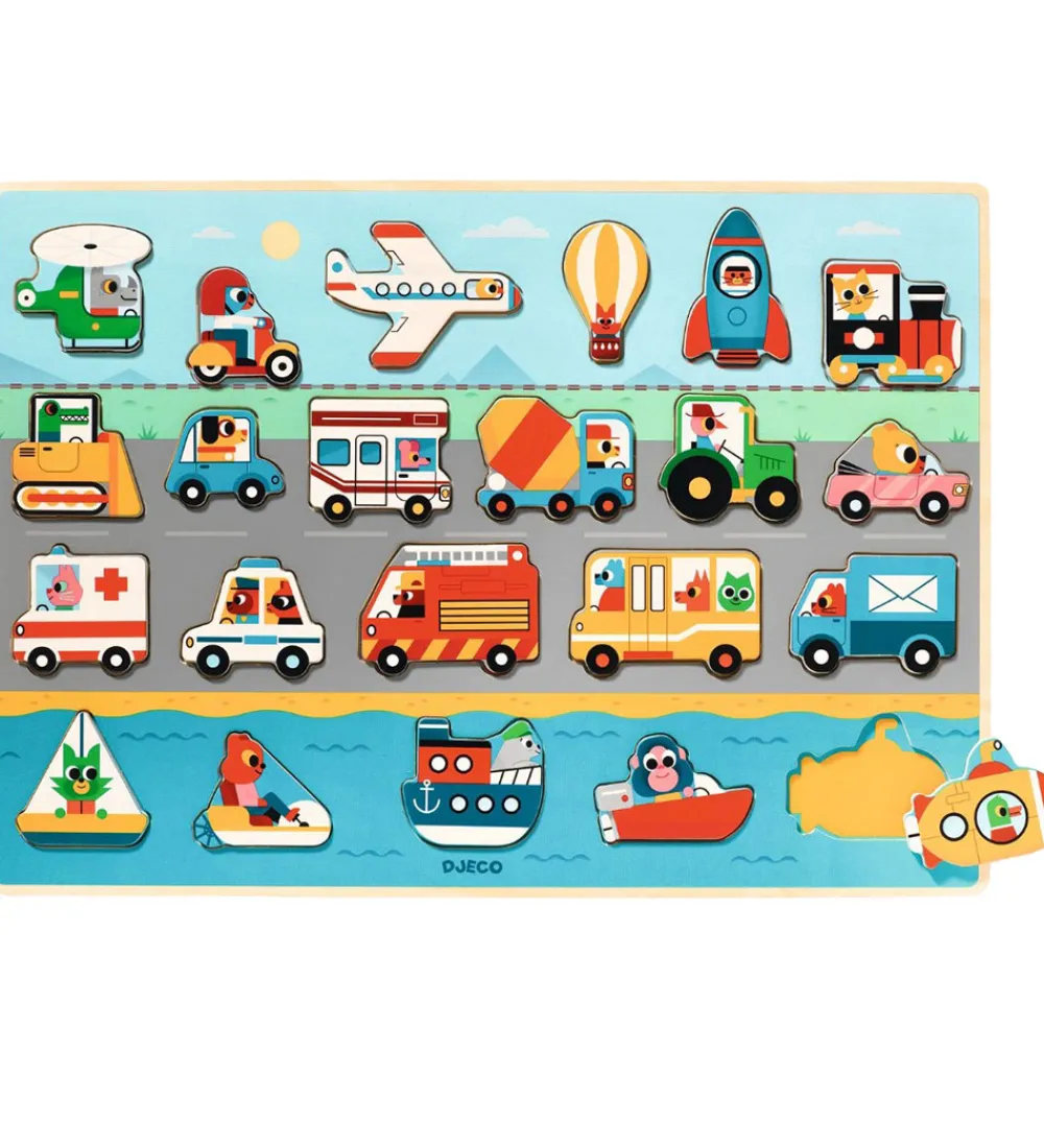 Djeco Puslespil>Puslespil - 22 Brikker - Puzzlo Vroom