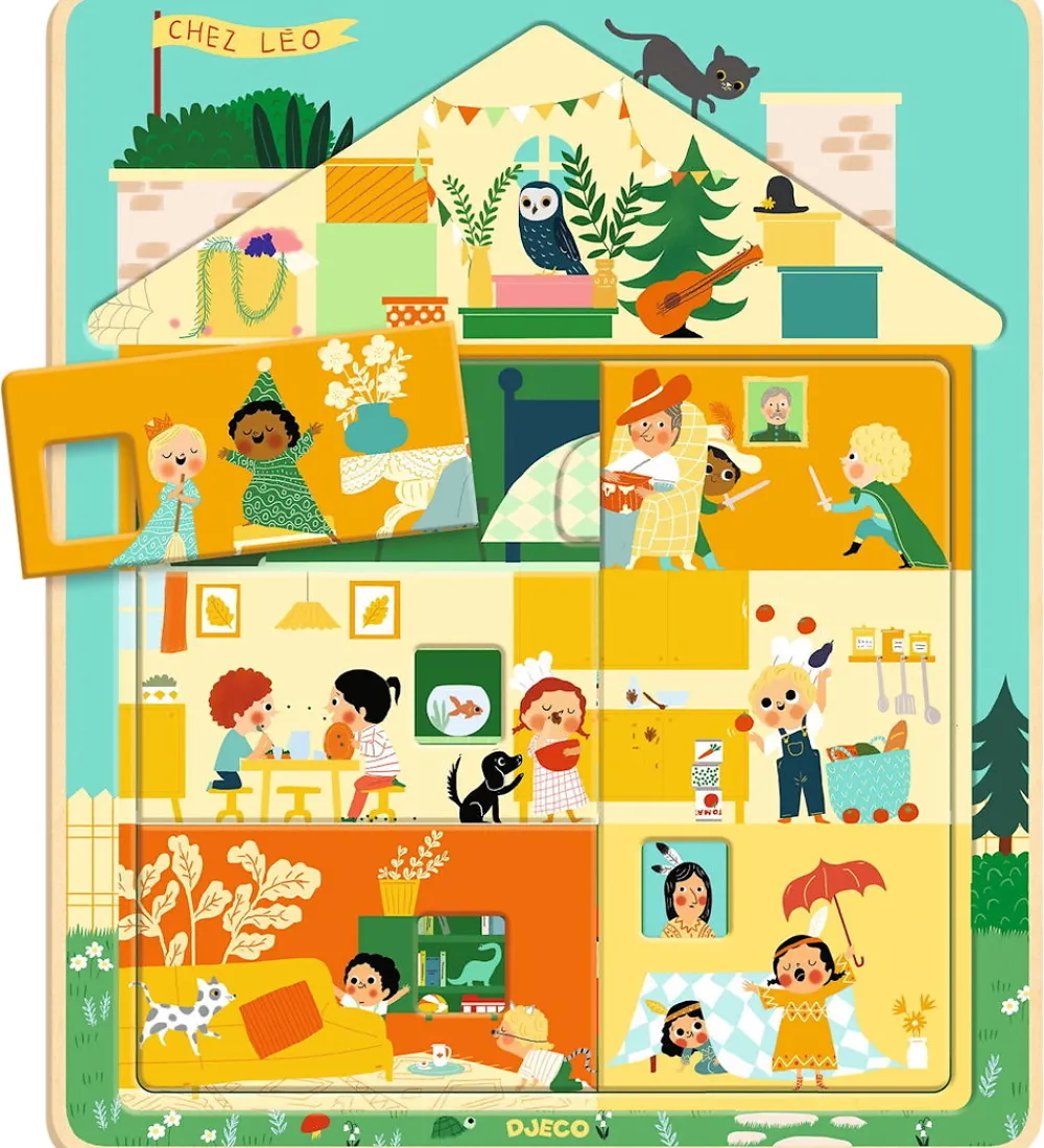 Djeco Puslespil>Puslespil - Træ - 12 Brikker - Hus I 3 Lag