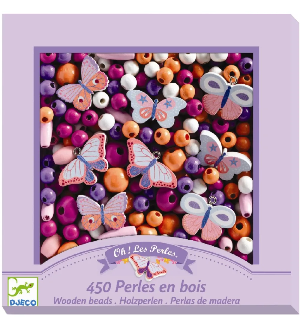 Djeco Perler>Træperler - 450 stk. - Sommerfugle