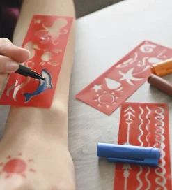 Eberhard Faber Tuscher Og Farver>Tattoo Tusch m. Skabeloner - Beach - 4 Farver