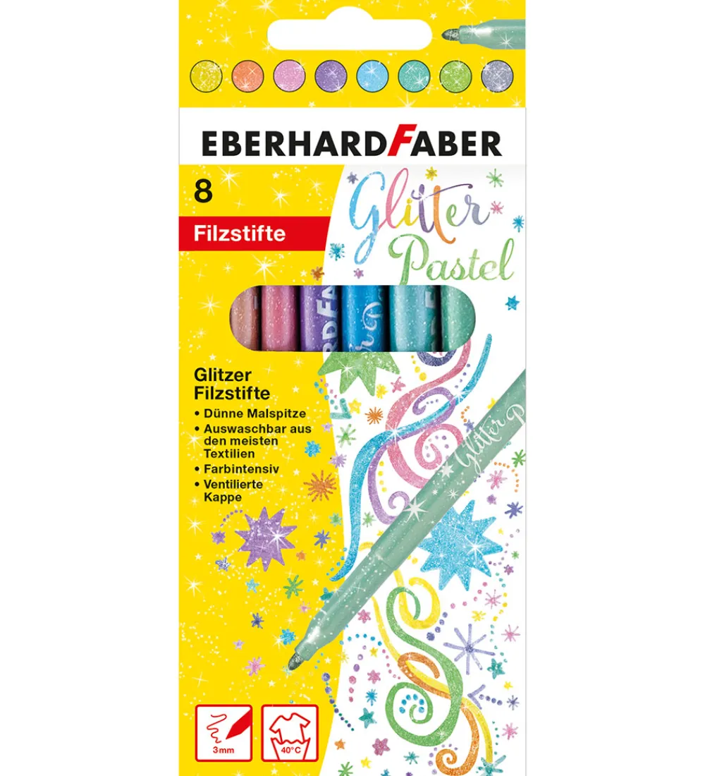 Eberhard Faber Kreativ Leg|Tuscher Og Farver>Tusser - 8 stk - Glitter Pastel