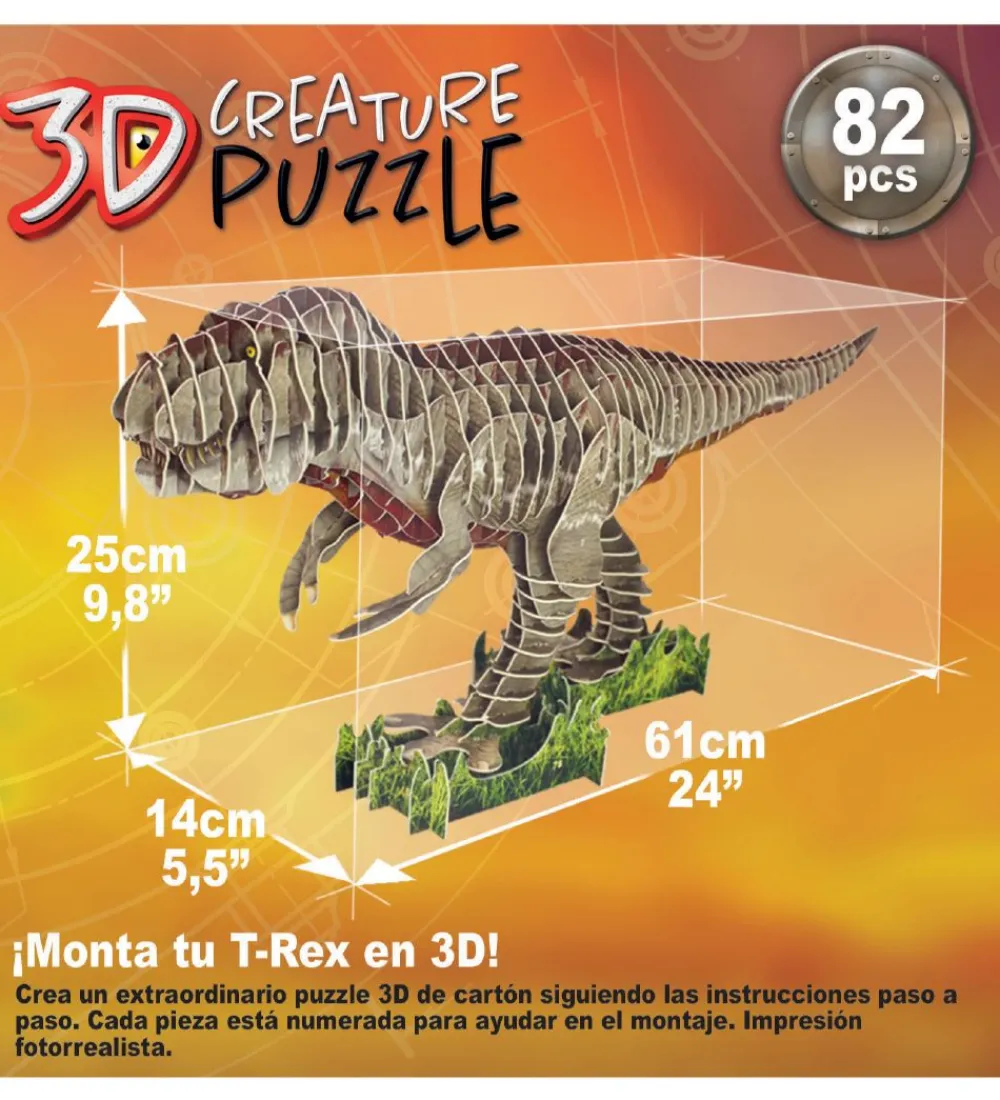 Educa Puslespil>3D-Puslespil - T-Rex - 82 Brikker