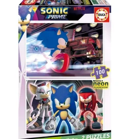Educa Puslespil>Puslespil - 2x100 Brikker - Sonic Prime Neon