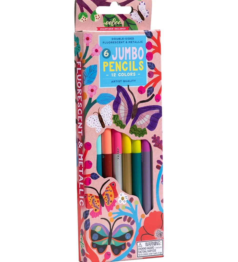 Eeboo Tuscher Og Farver>Farveblyanter - 6 Stk. - Jumbo - Butterflies