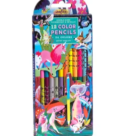 Eeboo Tuscher Og Farver>Farveblyanter - 12 stk. - Neon/Metallic - Magiske Skabning