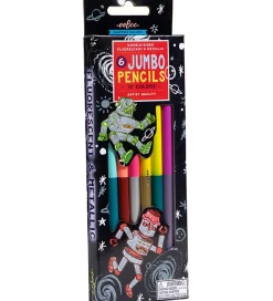 Eeboo Tuscher Og Farver>Farveblyanter m. Blyantspidser - Jumbo - 6 Stk. - Robot