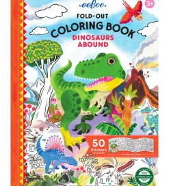 Eeboo Bøger|Malebog>Fold Ud Malebog m. Klistermærker - Dinosaurer