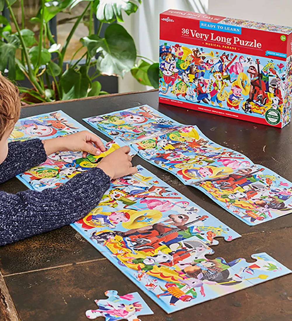 Eeboo Puslespil>Puslespil - 36 Brikker - 88,9x25,4 cm - Den Lange Musikpar