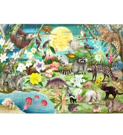 Eeboo Puslespil>Puslespil - 100 brikker - Selvlysende Nattedyr