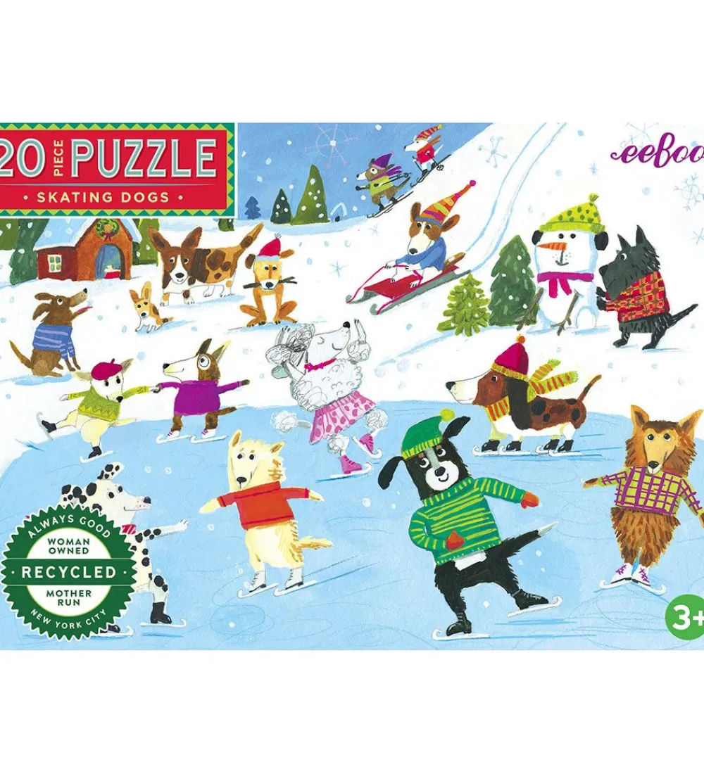 Eeboo Puslespil>Puslespil - 20 Brikker - 28x38 cm - Skating Dogs