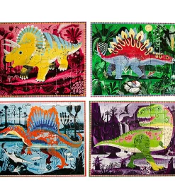 Eeboo Puslespil>Puslespil - Lyser i Mørke - 4x36 Brikker - Dinosaurer