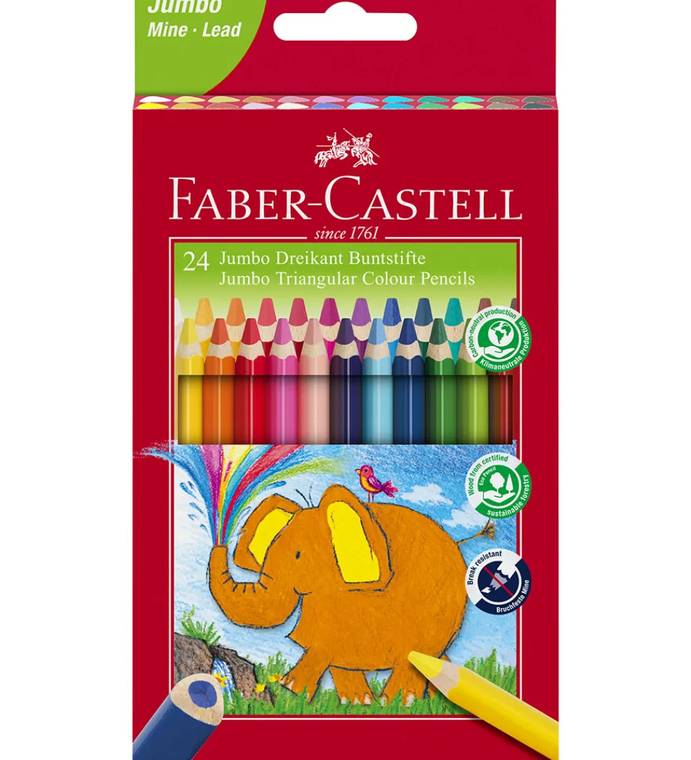 Faber-Castell Tuscher Og Farver>Farveblyanter - Trekantet - Jumbo - 5,4 mm - 24 st