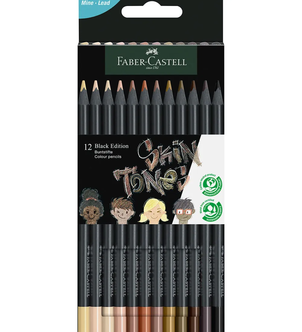 Faber-Castell Tuscher Og Farver>Farveblyanter - Trekantet - Black Edition - 12 stk