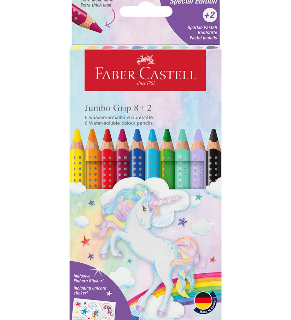 Faber-Castell Kreativ Leg|Tuscher Og Farver>Farveblyanter - Jumbo Grip - Akvarel - 8+2 Sparkle
