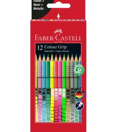 Faber-Castell Tuscher Og Farver>Farveblyanter - Grip - 12 stk - Pastel/Neon/Metall