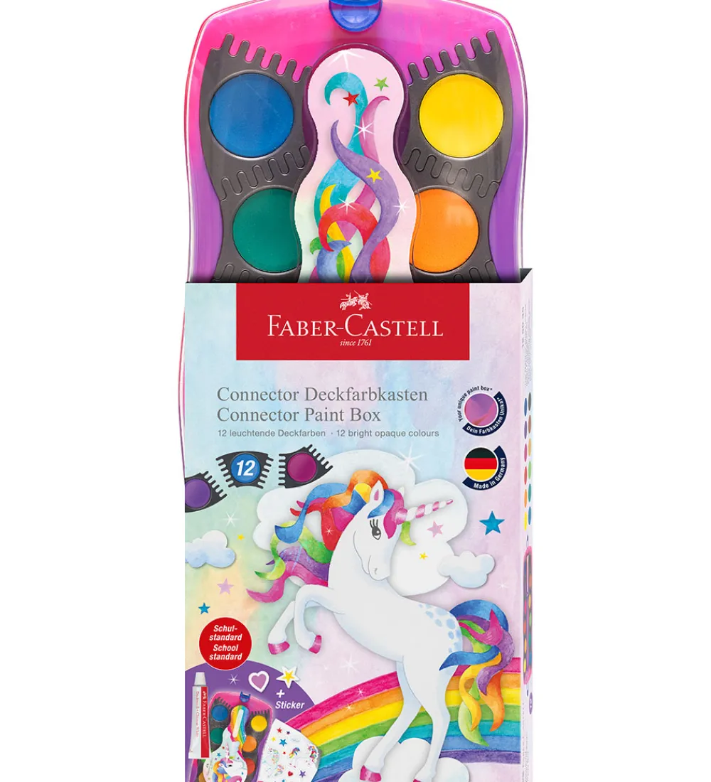 Faber-Castell Kreativ Leg|Maling>Vandfarve - Unicorn Pink - 12 Farver + Chinese Whi