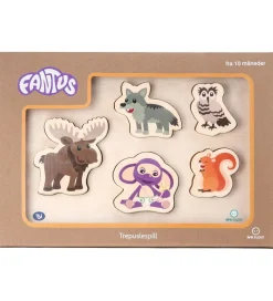 Fantorangen & Fantus Puslespil>Puslespil - Træ - 5 Brikker - Dyrene I Skov